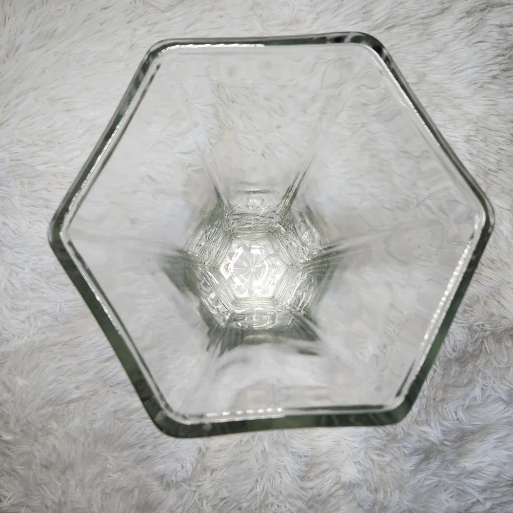 Vintage Hoosier Glass Clear Hexagon Vase